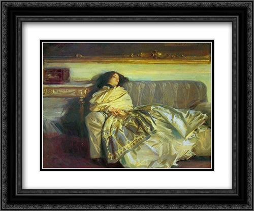 Nonchaloir 24x20 Black Ornate Wood Framed Art Print Poster with Double Matting by Sargent, John Singer