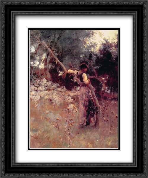 A Capriote 20x24 Black Ornate Wood Framed Art Print Poster with Double Matting by Sargent, John Singer