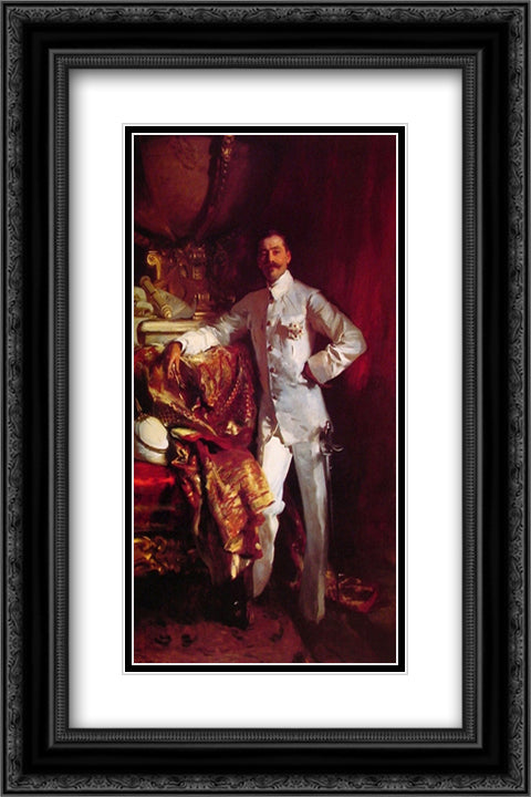 Sir Frank Swettenham 16x24 Black Ornate Wood Framed Art Print Poster with Double Matting by Sargent, John Singer