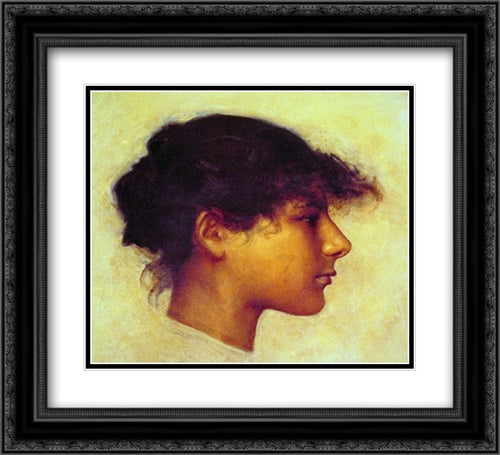 Head of Ana - Capri Girl 22x20 Black Ornate Wood Framed Art Print Poster with Double Matting by Sargent, John Singer