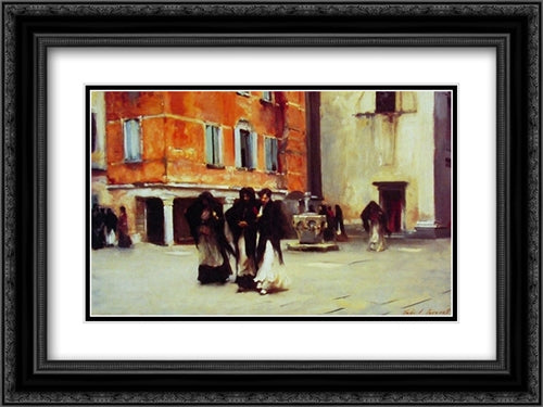 Sortie de l'eglise campo san canciano venice 24x18 Black Ornate Wood Framed Art Print Poster with Double Matting by Sargent, John Singer