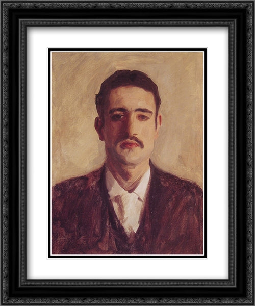 Portrait of a Man (Probably Nicola D'Inverno) 20x24 Black Ornate Wood Framed Art Print Poster with Double Matting by Sargent, John Singer