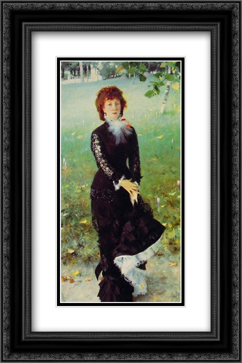 Madame Edouard Pailleron 16x24 Black Ornate Wood Framed Art Print Poster with Double Matting by Sargent, John Singer