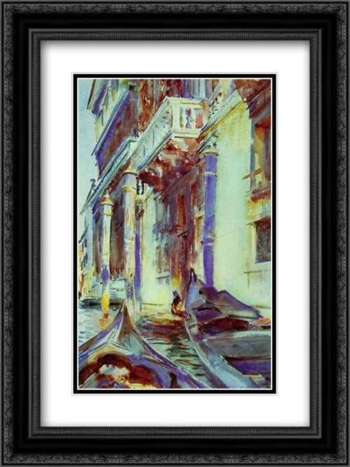 On the Grand Canal 18x24 Black Ornate Wood Framed Art Print Poster with Double Matting by Sargent, John Singer