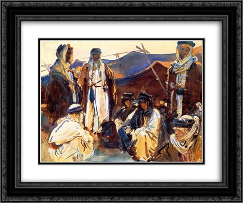 Bedouin Camp 24x20 Black Ornate Wood Framed Art Print Poster with Double Matting by Sargent, John Singer