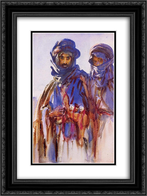 Bedouins 18x24 Black Ornate Wood Framed Art Print Poster with Double Matting by Sargent, John Singer