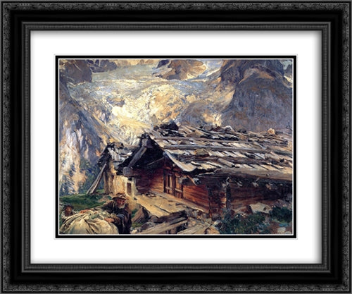 Brenva Glacier 24x20 Black Ornate Wood Framed Art Print Poster with Double Matting by Sargent, John Singer