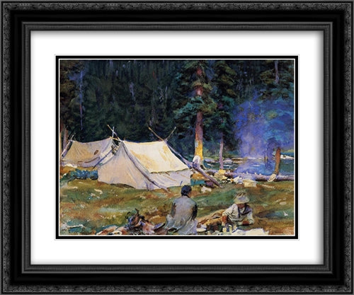 Camping at Lake O'Hara 24x20 Black Ornate Wood Framed Art Print Poster with Double Matting by Sargent, John Singer