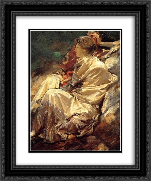 Cashmere Shawl 20x24 Black Ornate Wood Framed Art Print Poster with Double Matting by Sargent, John Singer