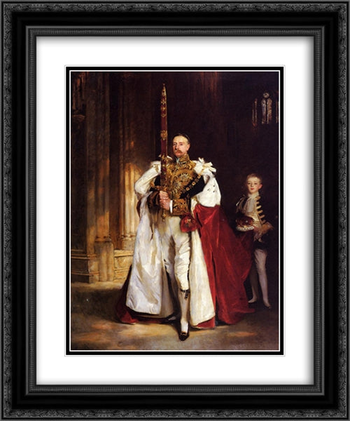 Charles Stewart, Sixth Marquess of Londonderry, Carrying the Great Sword of State at the Coronat 20x24 Black Ornate Wood Framed Art Print Poster with Double Matting by Sargent, John Singer