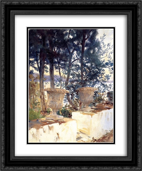 Corfu: The Terrace 20x24 Black Ornate Wood Framed Art Print Poster with Double Matting by Sargent, John Singer