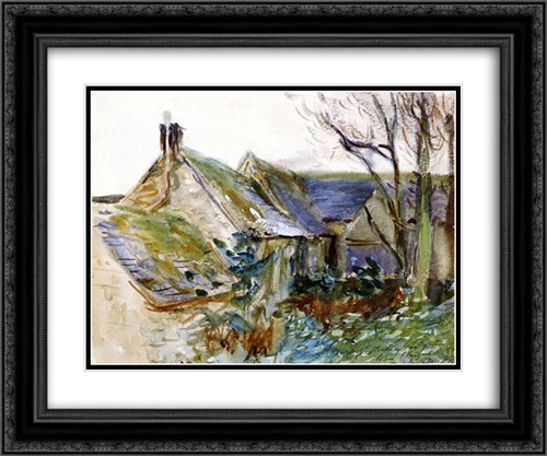 Cottage at Fairford, Gloucestershire 24x20 Black Ornate Wood Framed Art Print Poster with Double Matting by Sargent, John Singer