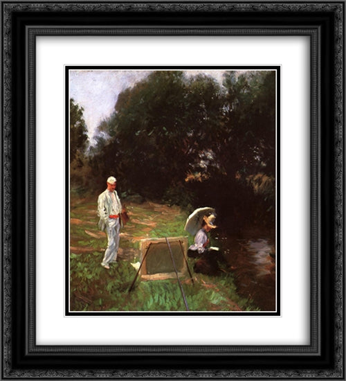 Dennis Miller Bunker Painting at Calcot 20x22 Black Ornate Wood Framed Art Print Poster with Double Matting by Sargent, John Singer