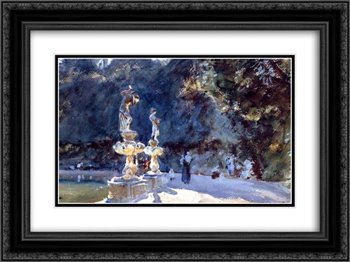 Florence: Fountain, Boboli Gardens 24x18 Black Ornate Wood Framed Art Print Poster with Double Matting by Sargent, John Singer