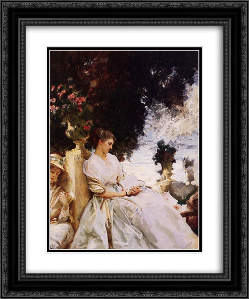 In the Garden, Corfu 20x24 Black Ornate Wood Framed Art Print Poster with Double Matting by Sargent, John Singer