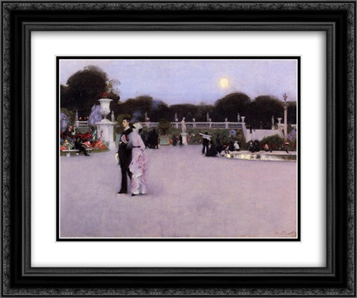 In the Luxembourg Garden 24x20 Black Ornate Wood Framed Art Print Poster with Double Matting by Sargent, John Singer