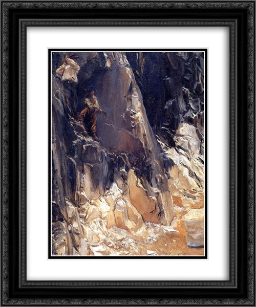 Marble Quarries at Carrara 20x24 Black Ornate Wood Framed Art Print Poster with Double Matting by Sargent, John Singer