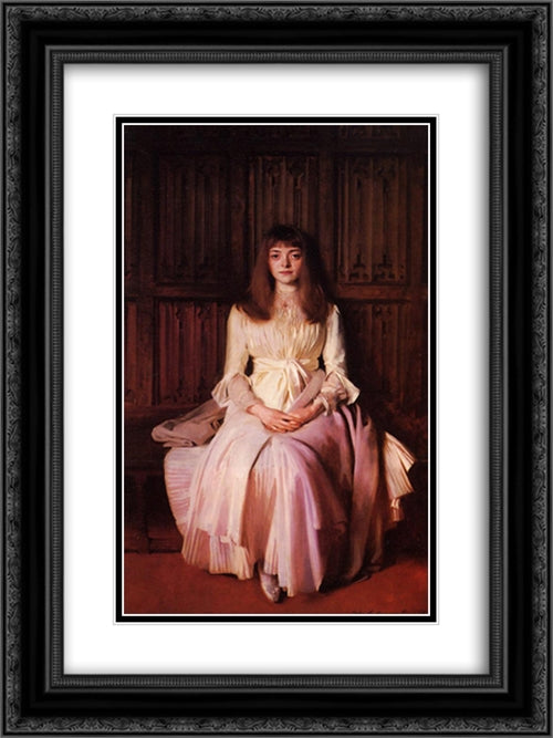 Miss Elsie Palmer 18x24 Black Ornate Wood Framed Art Print Poster with Double Matting by Sargent, John Singer