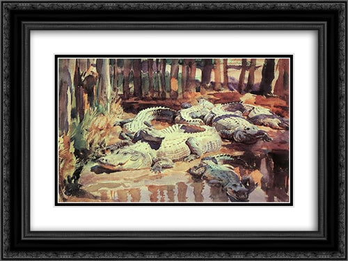 Muddy Aligators 24x18 Black Ornate Wood Framed Art Print Poster with Double Matting by Sargent, John Singer