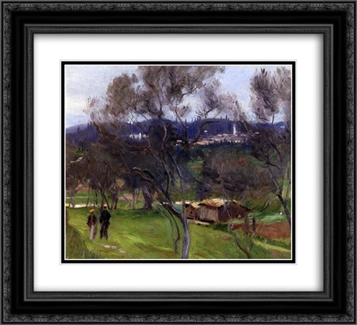 Olive Trees, Corfu 22x20 Black Ornate Wood Framed Art Print Poster with Double Matting by Sargent, John Singer