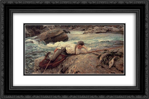 On His Holidays 24x16 Black Ornate Wood Framed Art Print Poster with Double Matting by Sargent, John Singer