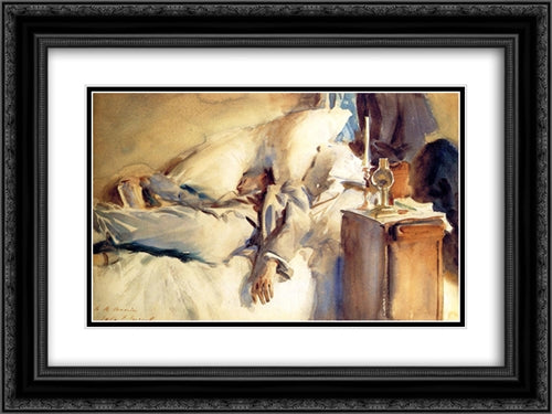 Peter Harrison Asleep 24x18 Black Ornate Wood Framed Art Print Poster with Double Matting by Sargent, John Singer