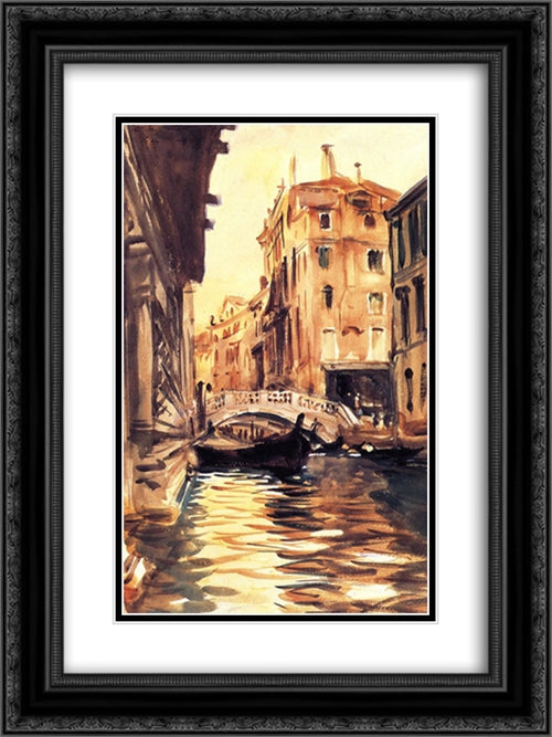 Ponte della Canonica 18x24 Black Ornate Wood Framed Art Print Poster with Double Matting by Sargent, John Singer