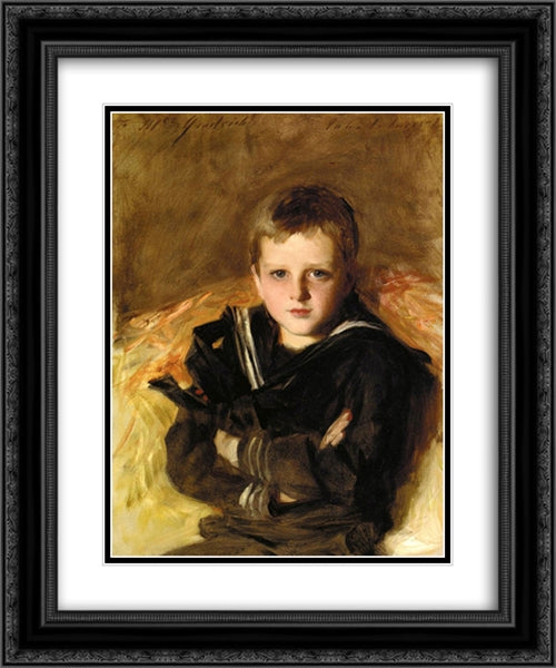 Portrait of Caspar Goodrich 20x24 Black Ornate Wood Framed Art Print Poster with Double Matting by Sargent, John Singer