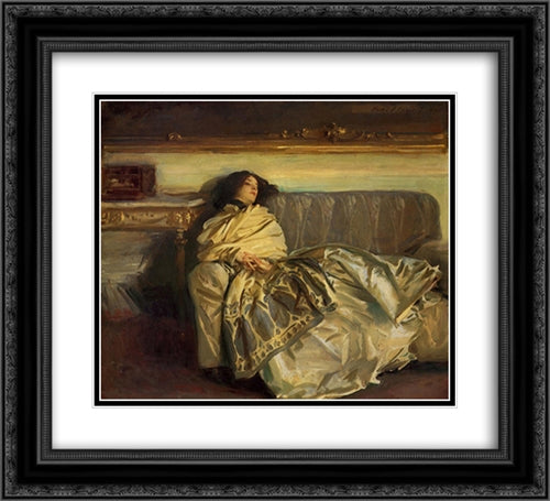 Repose 22x20 Black Ornate Wood Framed Art Print Poster with Double Matting by Sargent, John Singer