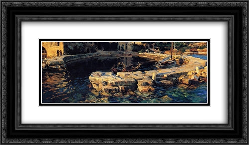 San Vigilio, Lake Garda 24x14 Black Ornate Wood Framed Art Print Poster with Double Matting by Sargent, John Singer