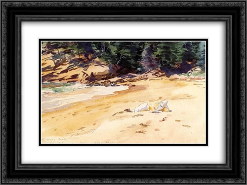 Sand Beach, Schooner Head, Maine 24x18 Black Ornate Wood Framed Art Print Poster with Double Matting by Sargent, John Singer