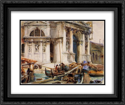 Santa Maria della Salute 24x20 Black Ornate Wood Framed Art Print Poster with Double Matting by Sargent, John Singer