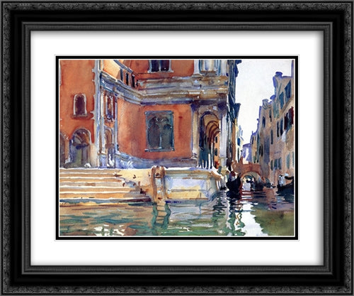 Scuola di San Rocco 24x20 Black Ornate Wood Framed Art Print Poster with Double Matting by Sargent, John Singer