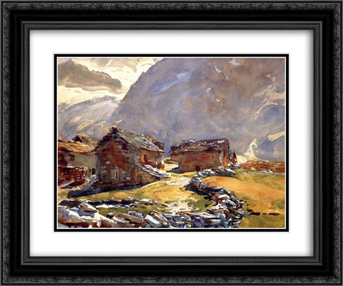 Simplon Pass: Chalets 24x20 Black Ornate Wood Framed Art Print Poster with Double Matting by Sargent, John Singer