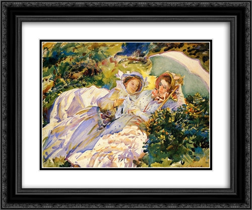 Simplon Pass: The Tease 24x20 Black Ornate Wood Framed Art Print Poster with Double Matting by Sargent, John Singer