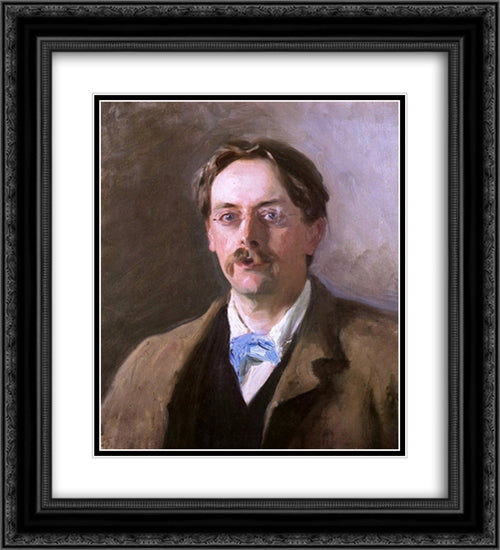 Sir Edmund Gosse 20x22 Black Ornate Wood Framed Art Print Poster with Double Matting by Sargent, John Singer