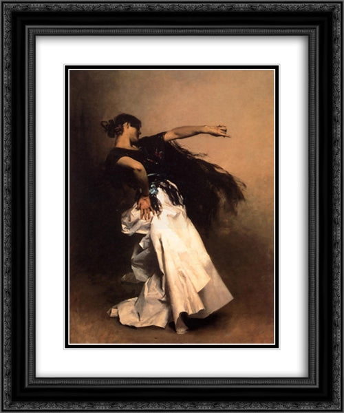 Spanish Dancer 20x24 Black Ornate Wood Framed Art Print Poster with Double Matting by Sargent, John Singer