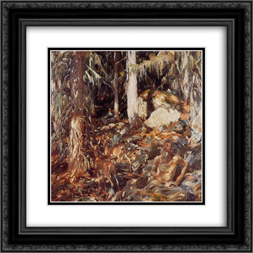 The Hermit 20x20 Black Ornate Wood Framed Art Print Poster with Double Matting by Sargent, John Singer
