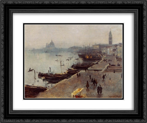 Venice in Gray Weather 24x20 Black Ornate Wood Framed Art Print Poster with Double Matting by Sargent, John Singer