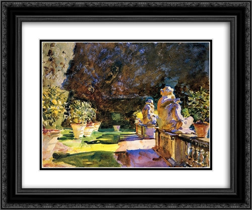 Villa di Marlia, Lucca 24x20 Black Ornate Wood Framed Art Print Poster with Double Matting by Sargent, John Singer