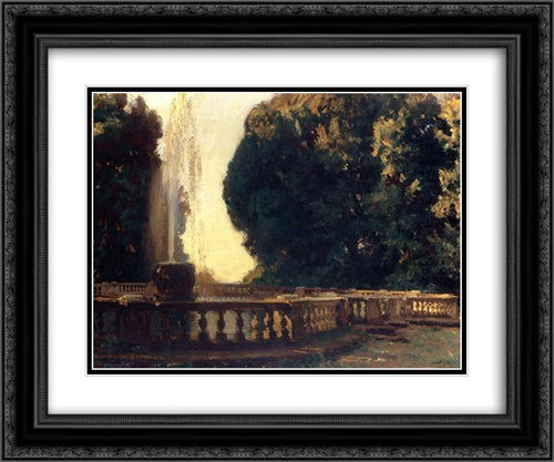 Villa Torlonia, Fountain 24x20 Black Ornate Wood Framed Art Print Poster with Double Matting by Sargent, John Singer