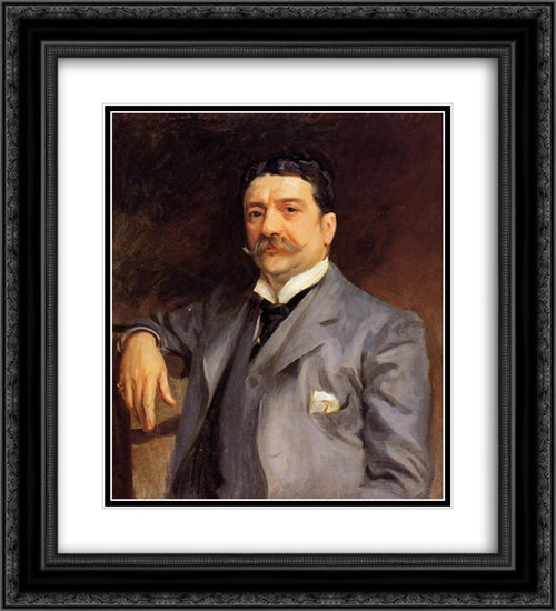 Portrait of Louis Alexander Fagan 20x22 Black Ornate Wood Framed Art Print Poster with Double Matting by Sargent, John Singer