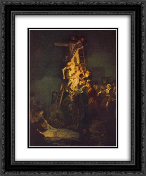 Descent from the Cross 20x24 Black Ornate Wood Framed Art Print Poster with Double Matting by Rembrandt