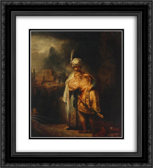 Biblical Scene 20x22 Black Ornate Wood Framed Art Print Poster with Double Matting by Rembrandt