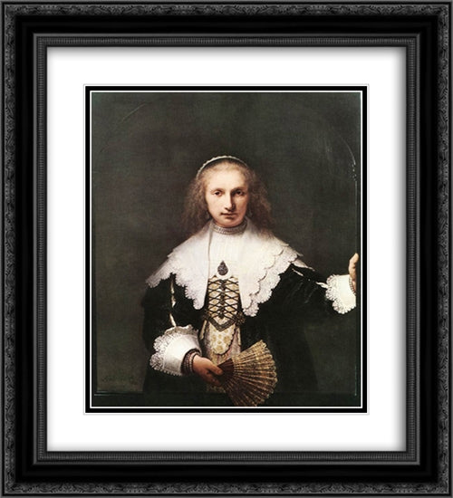 Agatha Bas 20x22 Black Ornate Wood Framed Art Print Poster with Double Matting by Rembrandt