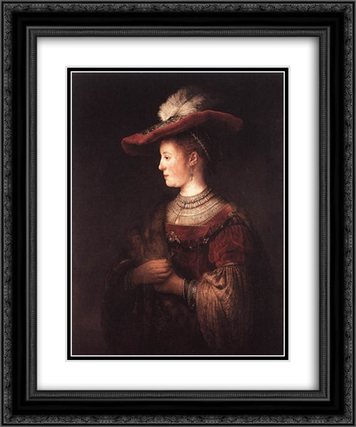 Saskia in Pompous Dress 20x24 Black Ornate Wood Framed Art Print Poster with Double Matting by Rembrandt