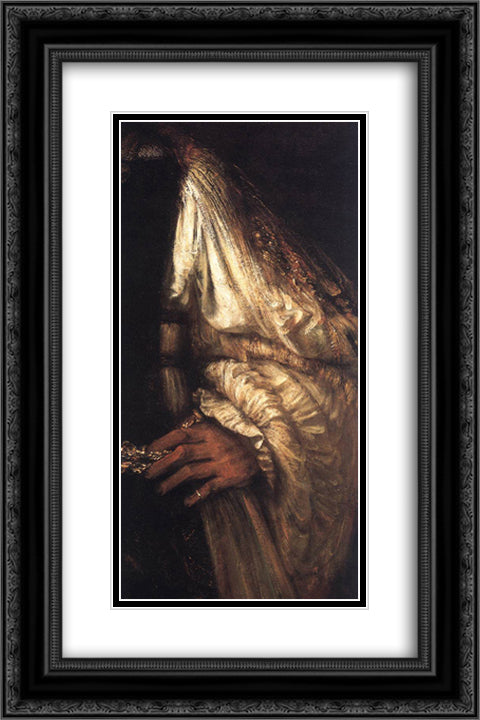 Aristotle with a Bust of Homer [detail: 1] 16x24 Black Ornate Wood Framed Art Print Poster with Double Matting by Rembrandt