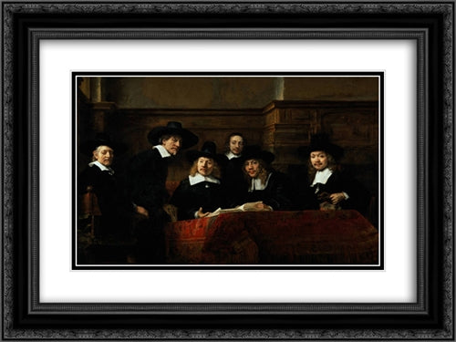 The Sampling Officials 24x18 Black Ornate Wood Framed Art Print Poster with Double Matting by Rembrandt