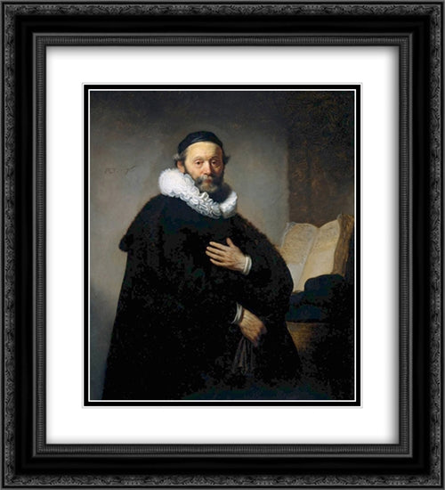 Johannes Wtenbogaert, Remonstrant Minister 20x22 Black Ornate Wood Framed Art Print Poster with Double Matting by Rembrandt