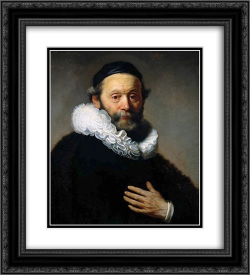 Johannes Wtenbogaert, Remonstrant Minister [detail #1] 20x22 Black Ornate Wood Framed Art Print Poster with Double Matting by Rembrandt